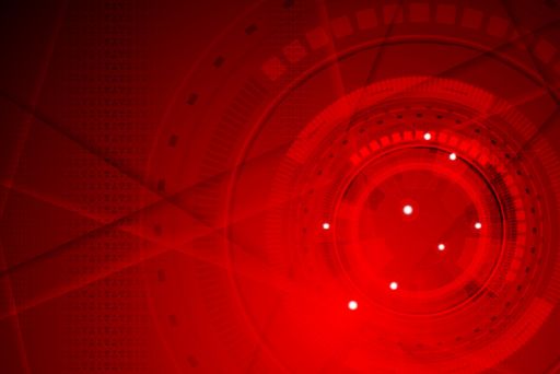 Red tech geometric background with HUD gear shape. Eps 10 vector and Hi-Res Jpeg.